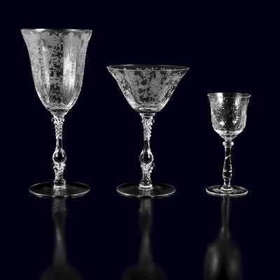 Lot 314 - Set of Etched Glass Stemware; Together with a...