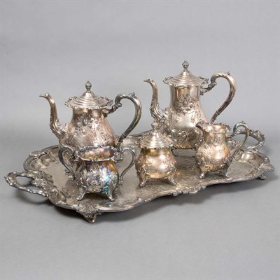 Lot 390 - American Silver Plated Six-Piece Tea and...