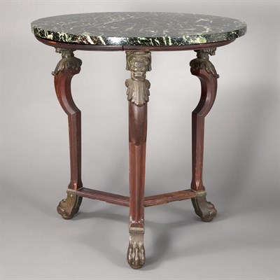 Lot 129 - Empire Style Mahogany Green Marble Gueridon...