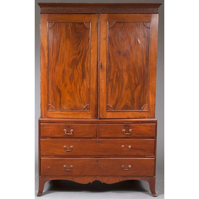 Lot 296 - George III Style Mahogany Linen Press Height 7...