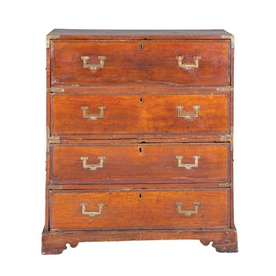 Lot 484 - English Stained Camphorwood Campaign Secretary...