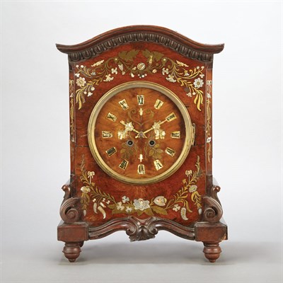 Lot 188 - German Brass and Mother-of-Pearl Inlaid Walnut...