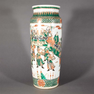 Lot 602 - Chinese Famille Verte Glazed Porcelain Sleeve...