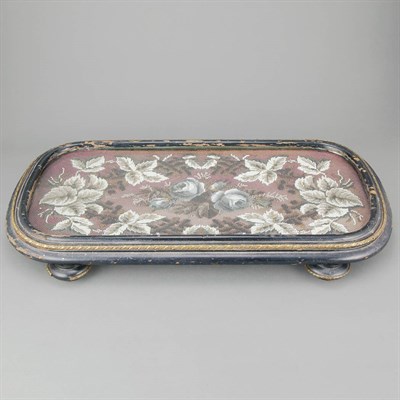 Lot 305 - Victorian Needlepoint Inlaid Wood Plateau...