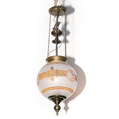Lot 519 - Victorian Glass and Brass Lantern Height 25...