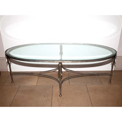 Lot 190 - Glass Top Silver Painted Metal Low Table...