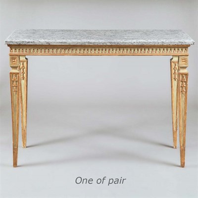 Lot 115 - Pair of Louis XVI Style Marble Top Green...