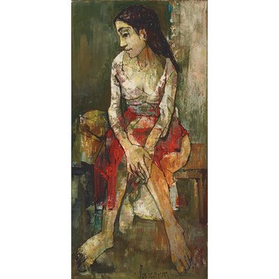 Lot 64 - Jean Jansem French, b. 1920 Seated Girl in a...