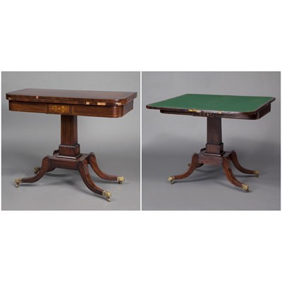 Lot 394 - Companion Pair of Regency Brass Inlaid...