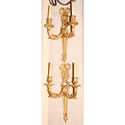 Lot 329 - Pair of Louis XVI Style Gilt-Bronze Two-Light...