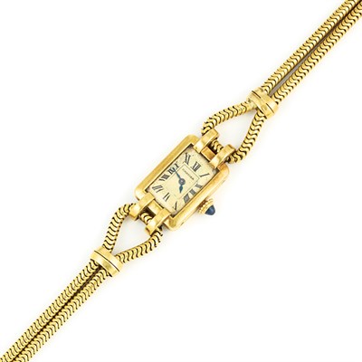 Lot 736 - Gold Double Strand Snake Chain Wristwatch, Cartier