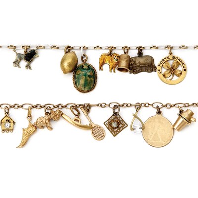 Lot 872 - Group of Assorted Charm Bracelets and Charms