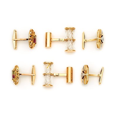 Lot 178 - Three Pairs of Gold Cufflinks