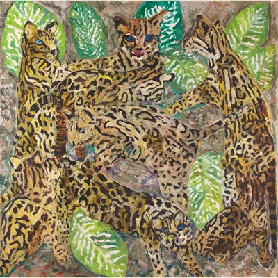 Lot 235 - Hunt Slonem Ocelots, 1984 Signed Hunt Slonem...