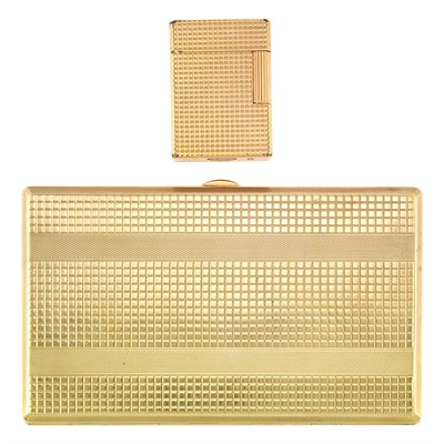 Lot 184 - Low Karat Gold Cigarette Case and Yellow Metal Cigarette Lighter
