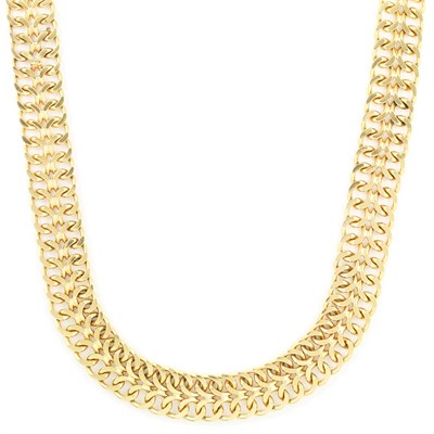 Lot 671 - Long Double Strand Gold Curb Link Chain Necklace