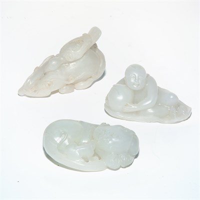 Lot 79 - Group of Three Chinese White Jade Articles...