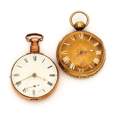Lot 188 - Two Gold Open Face Pocket Watches
