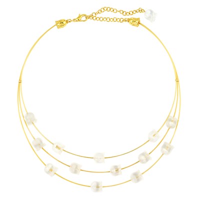 Lot 397 - Gold-Tone Metal and Glass Flower Wire Necklace, Lalique