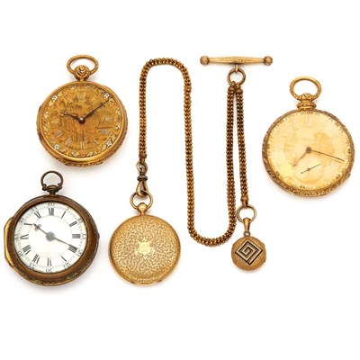 Lot 904 - Group of Four Gold and Metal Pocket Watches