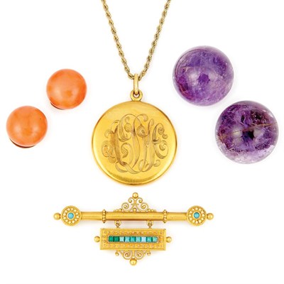 Lot 889 - Group of Antique Gold and Metal Jewelry