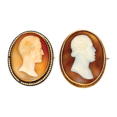 Lot 563 - Two Antique Gold and Shell Cameo Brooches