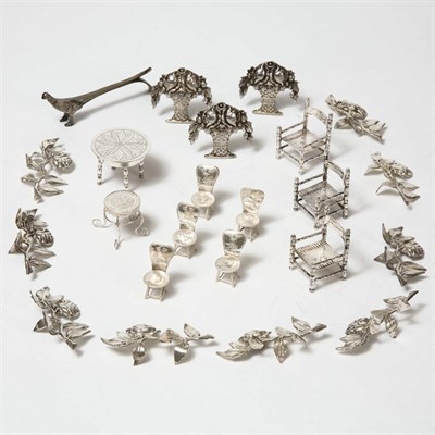 Lot 365 - Group of Sterling Silver Place Card Holders;...