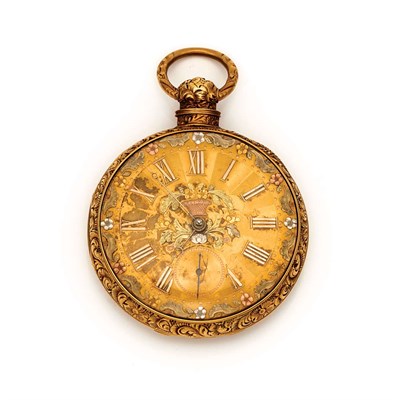 Lot 190 - Variegated Gold Open Face Pocket Watch