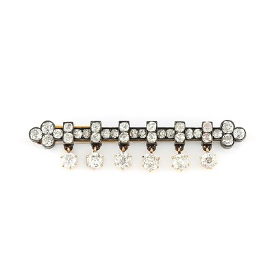 Lot 63 - Antique Silver, Gold and Diamond Fringe Bar Pin