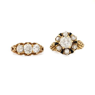 Lot 367 - Two Antique Gold and Diamond Rings