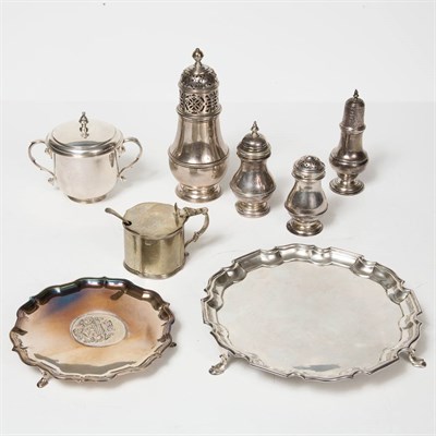 Lot 373 - Group of Eight English Silver Table Articles...
