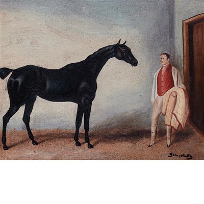 Lot 249 - 20th Century School Black Horse with Groom...