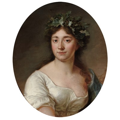 Lot 229 - Circle of Antoine Vestier Portrait of a Lady...