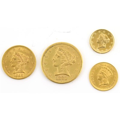 Lot 418 - United States Gold Group Comprising 1849 $1 ex...