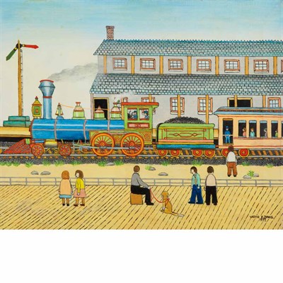Lot 76 - Vestie Davis American, 1903-1978 Train in the...