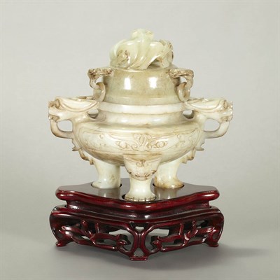 Lot 229 - Chinese Celadon Jade Censer 20th Century With...