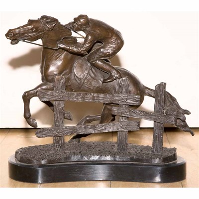 Lot 517 - Bronze Figural Group of a Jockey and Horse...