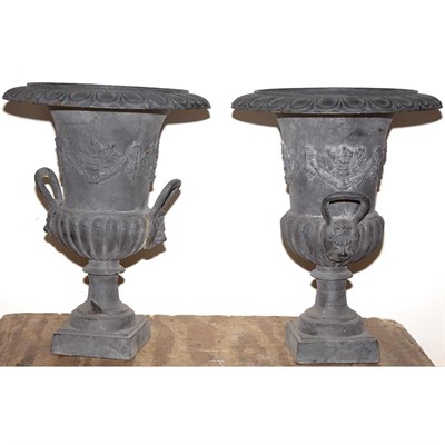 Lot 593 - Pair of Neoclassical Style Painted Iron Garden...