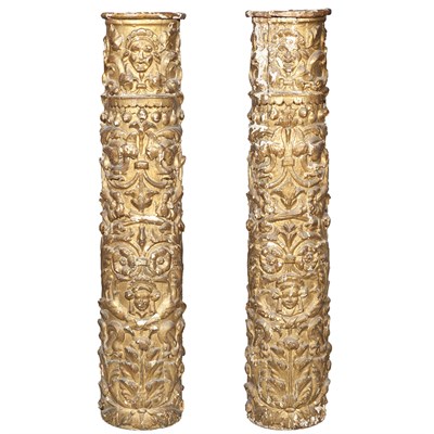 Lot 273 - Pair of Continental Giltwood Pilaster Columns...