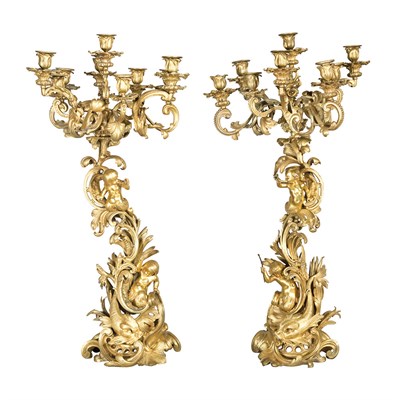 Lot 278 - Pair of Louis XV Style Gilt-Bronze Ten-Light...