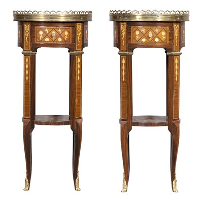 Lot 286 - Pair of Transitional Style Mahogany Marquetry...
