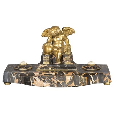 Lot 291 - French Gilt-Bronze Mounted and Portor Marble...