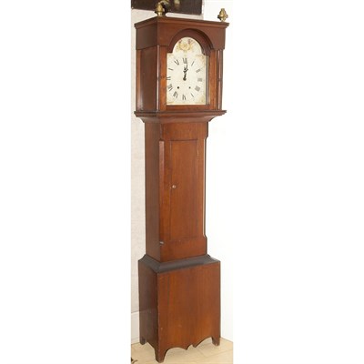 Lot 399 - Cherry Tall Case Clock The straight cornice...