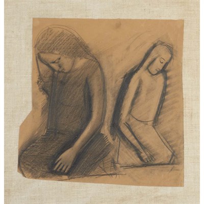 Lot 129 - Mario Sironi Italian, 1885-1961 Two Kneeling...
