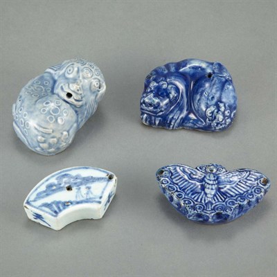 Lot 463 - Group of Four Korean Blue and White Glazed...