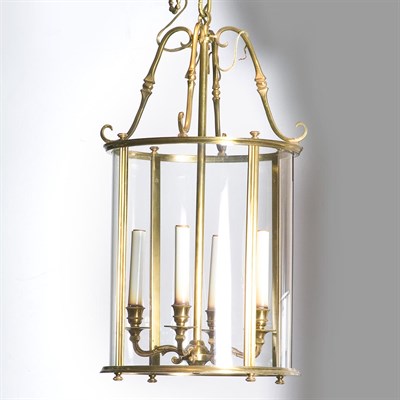 Lot 473 - Georgian Style Brass and Glass Lantern Height...
