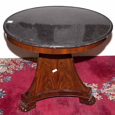 Lot 419 - Empire Marble Top Mahogany Center Table Height...