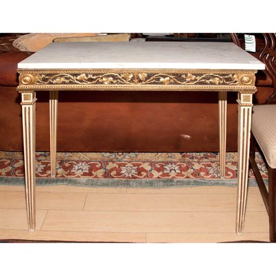 Lot 519 - Louis XVI Style Marble Top Painted Wood...