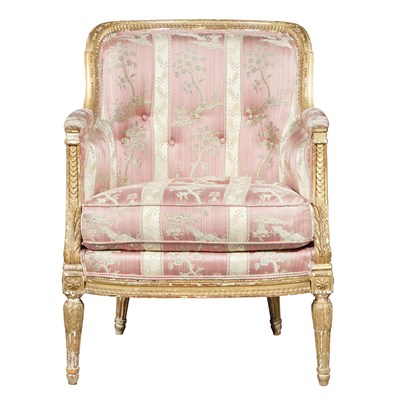 Lot 288 - Louis XVI Style Giltwood Bergere The padded...