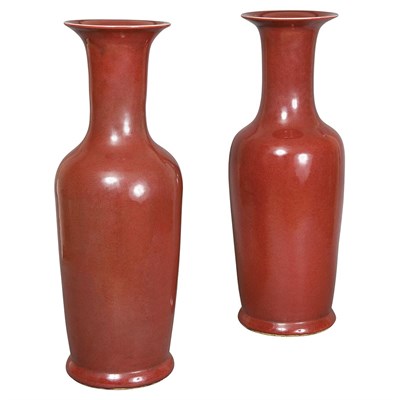 Lot 273 - Pair of Chinese Sang De Boeuf Porcelain Vases...